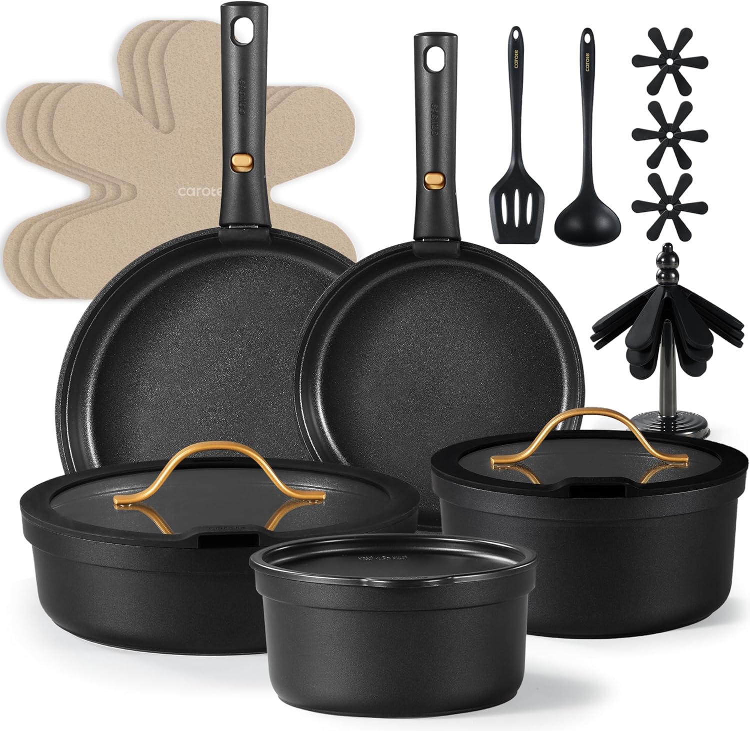 CAROTE 20pcs Pots and Pans Set